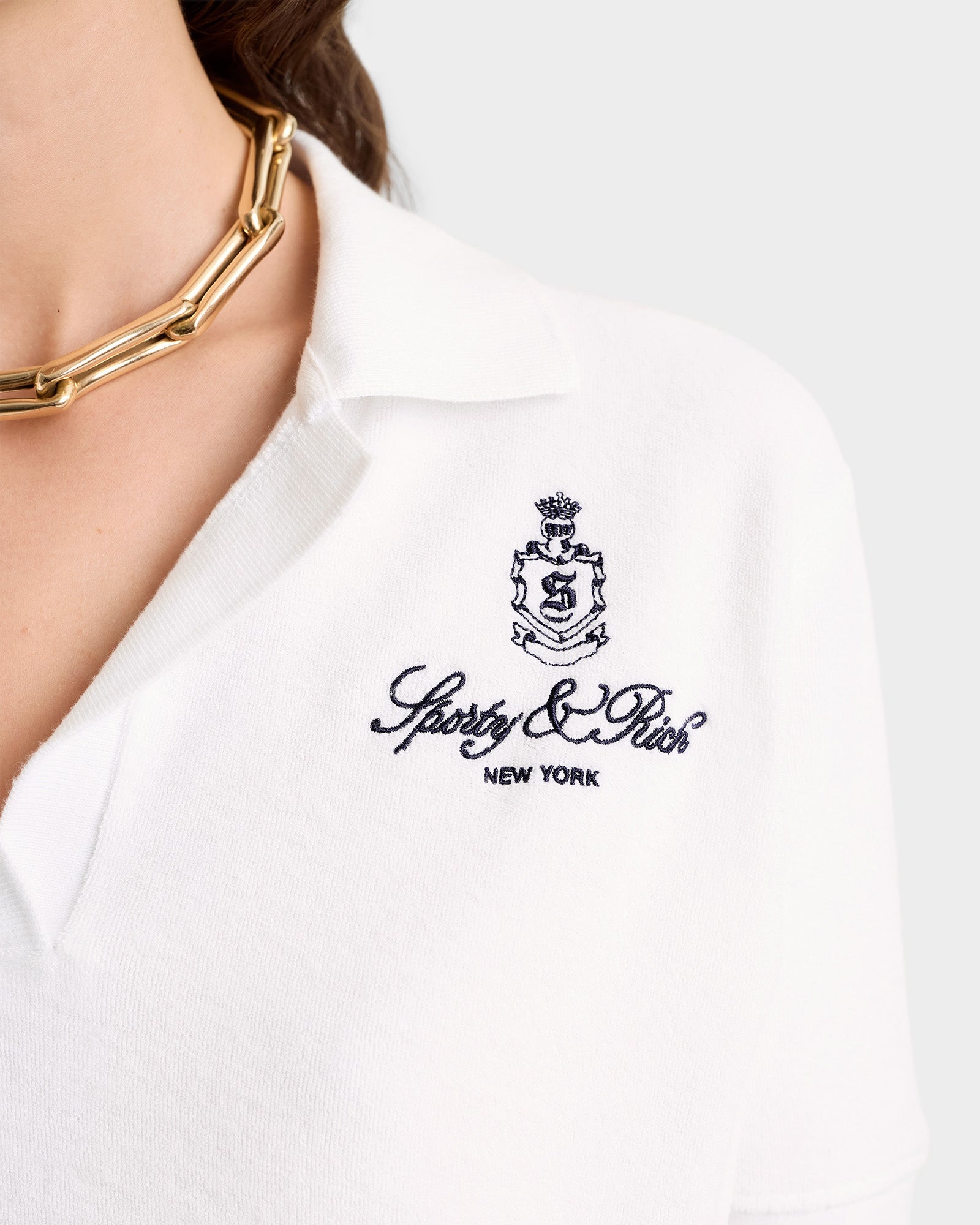 Vendome Terry Polo - White/Navy