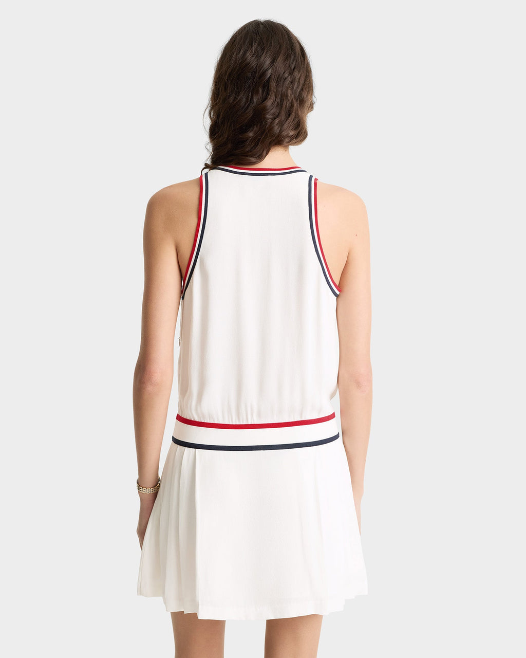 SRC Phoebe Dress - White/Navy/Fire red