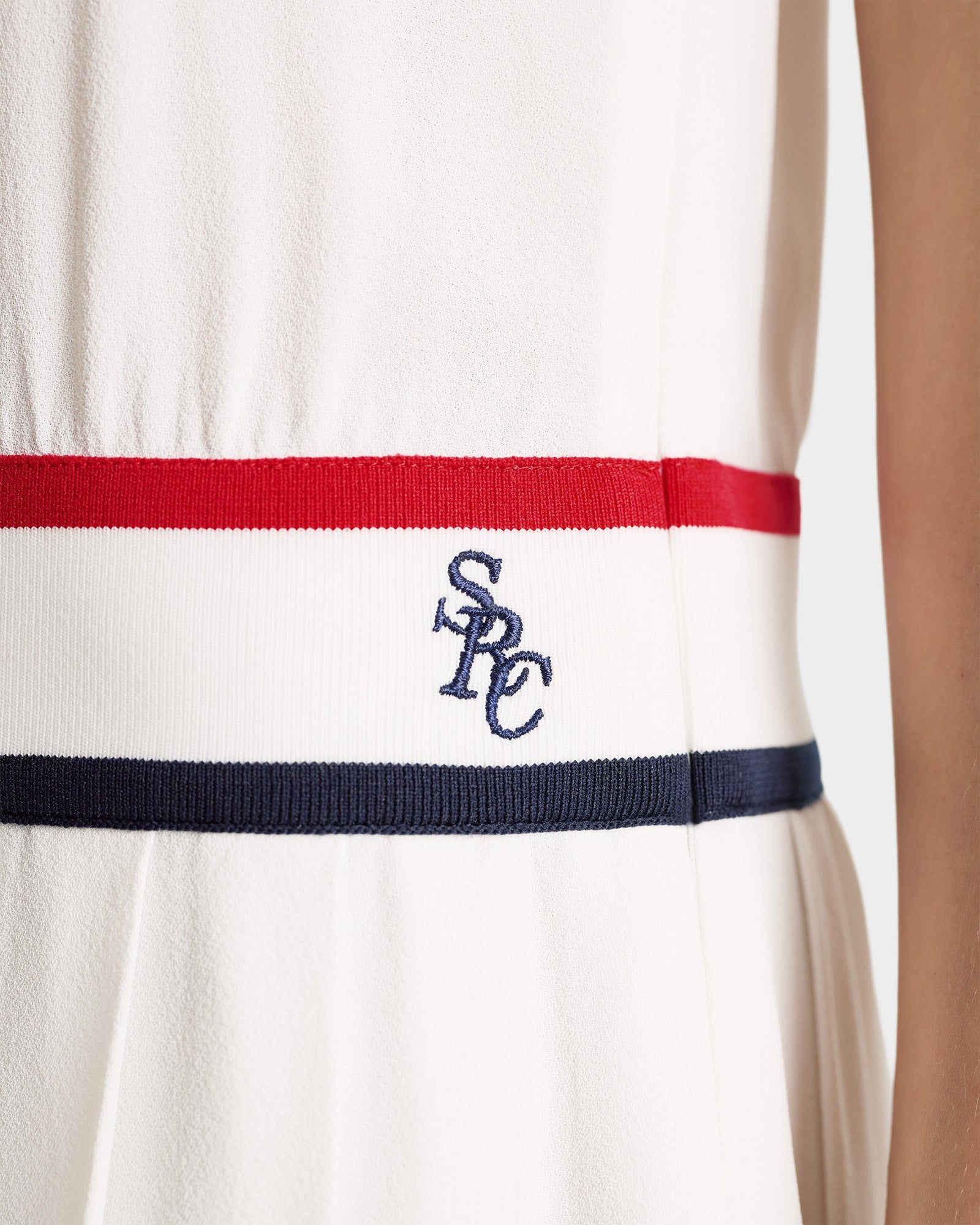 SRC Phoebe Dress - White/Navy/Fire red