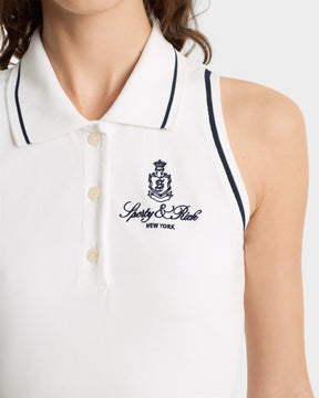 Vendome Pique Polo Dress - White/Navy