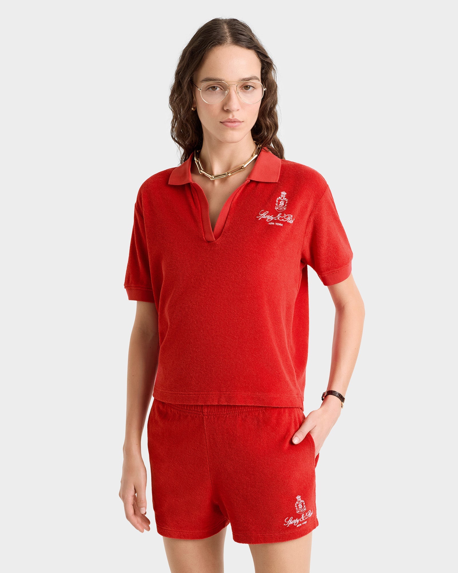 Vendome Terry Polo - Fire Red/White