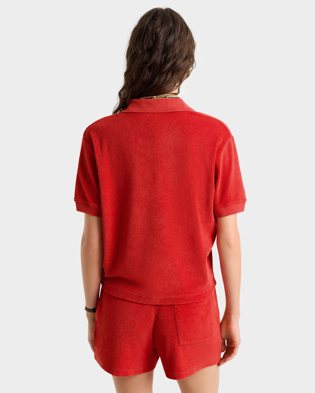 Vendome Terry Polo - Fire Red/White