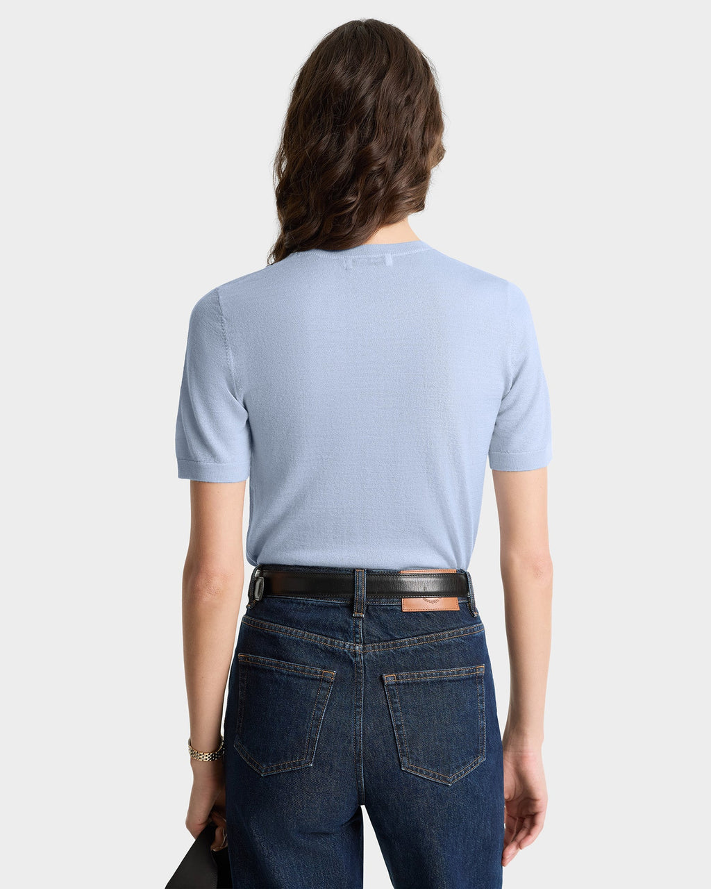 Vendome SS Merino Sweater - Ciel/White