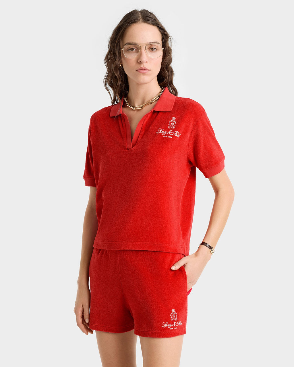 Vendome Terry Short - Fire red/White