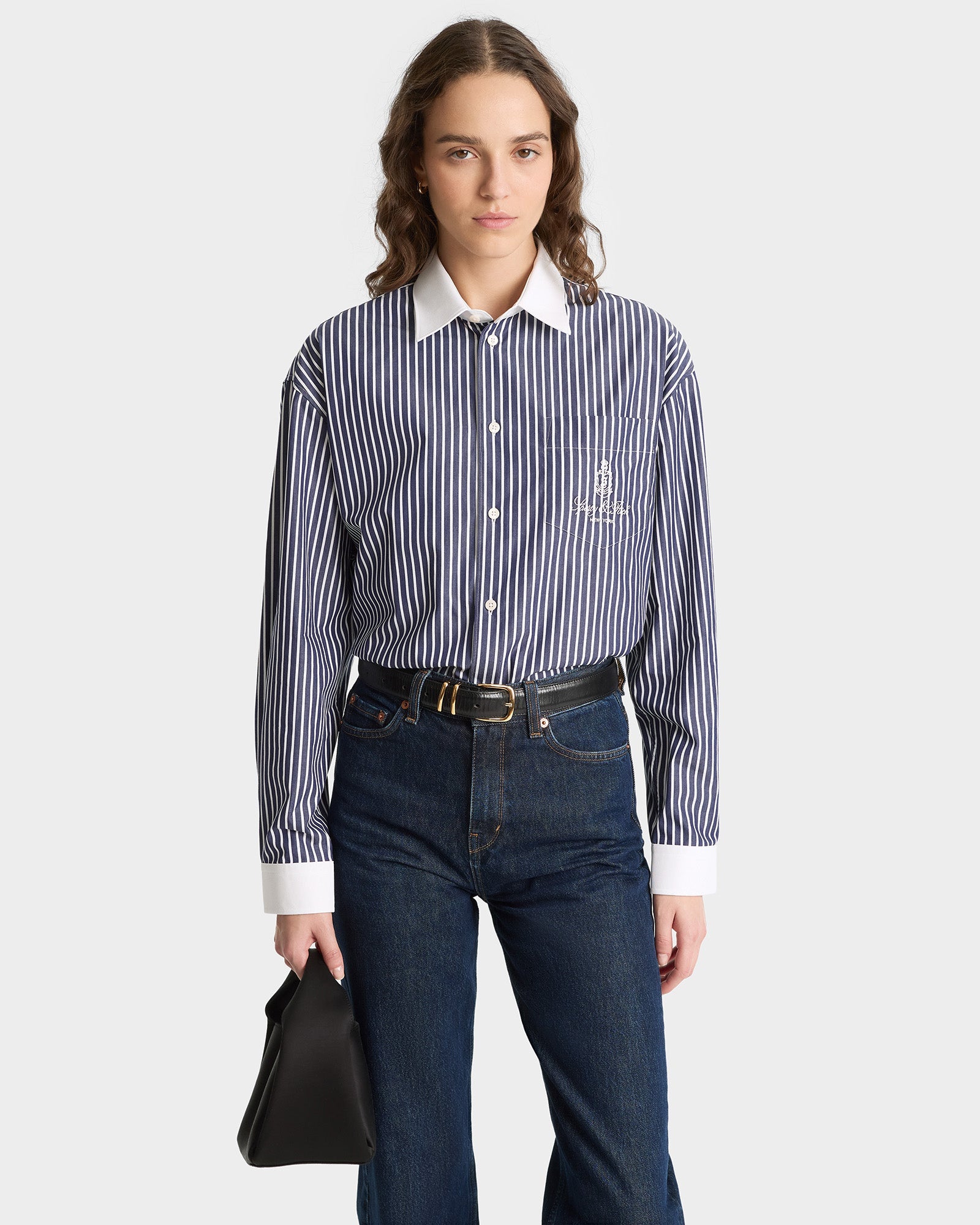Vendome Oversized Shirt - Blue Striped/White