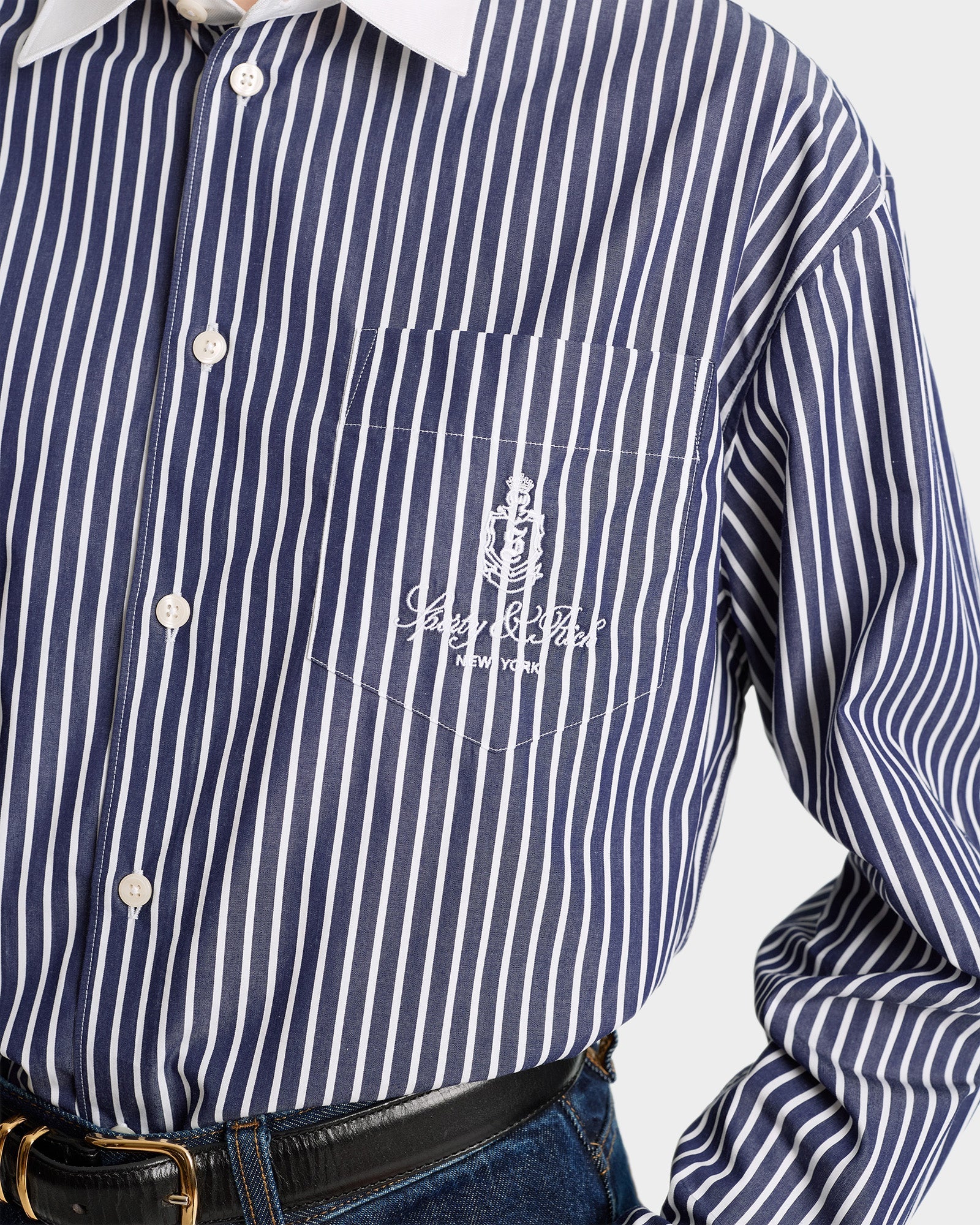 Vendome Oversized Shirt - Blue Striped/White