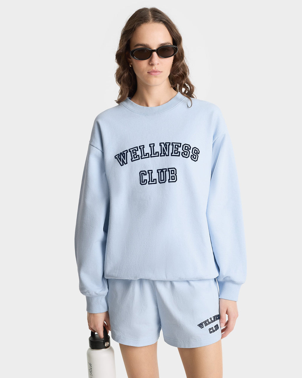 Wellness Club Flocked Crewneck - Ciel/Dark Navy