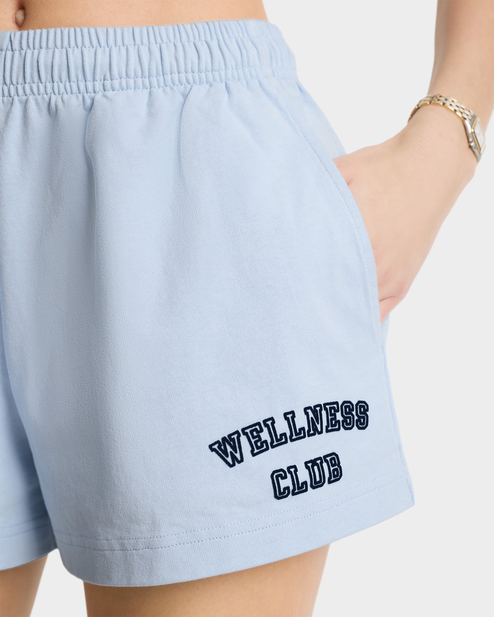 Wellness Club Flocked Disco Short - Ciel/Navy