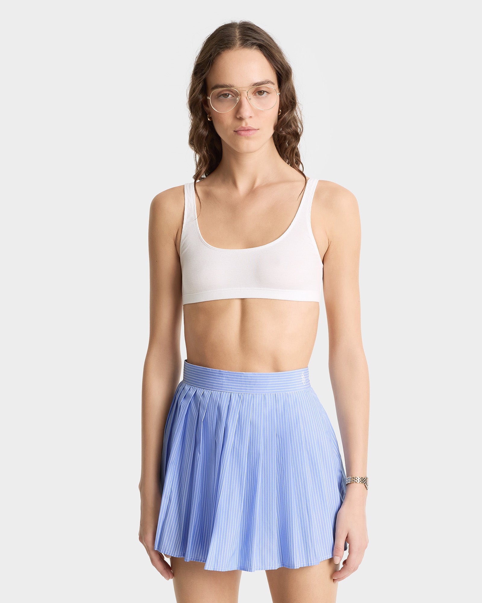SRC Anae Skirt - Light Blue Striped/White