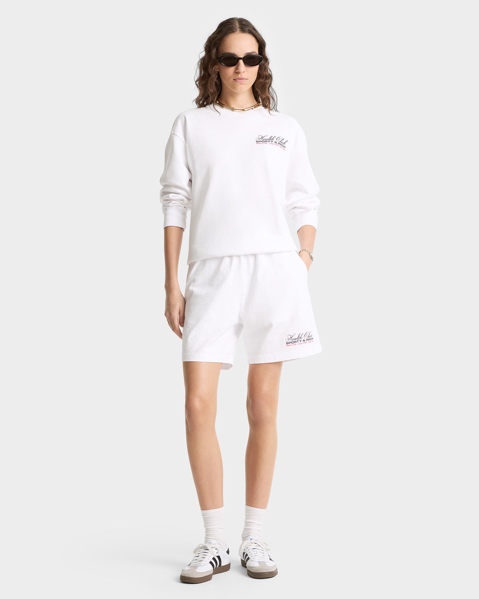 Made In USA Crewneck - White/Navy/Fire Red