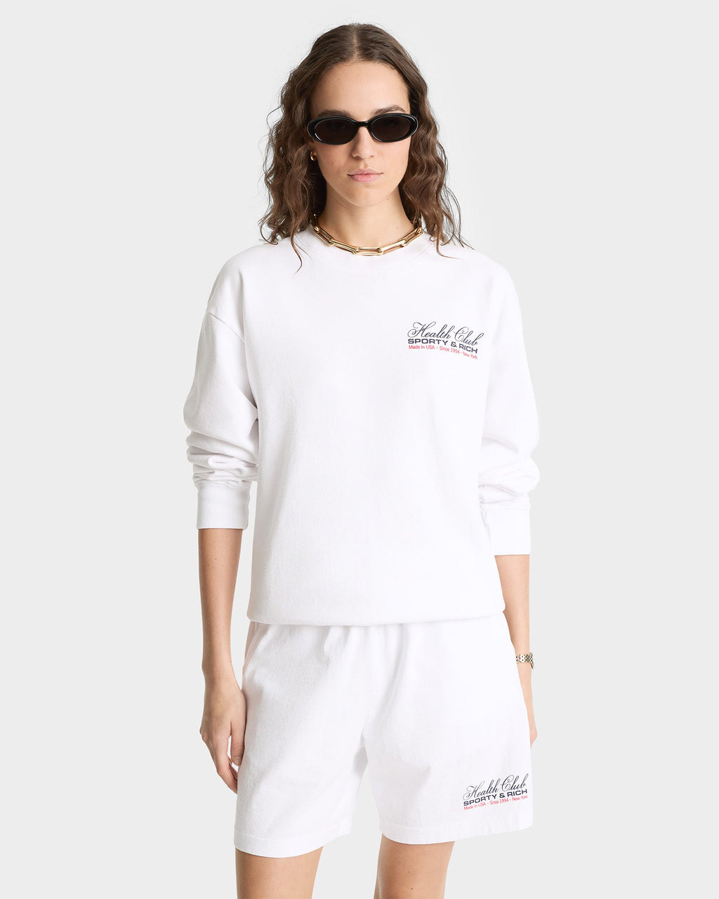 Made In USA Crewneck - White/Navy/Fire Red