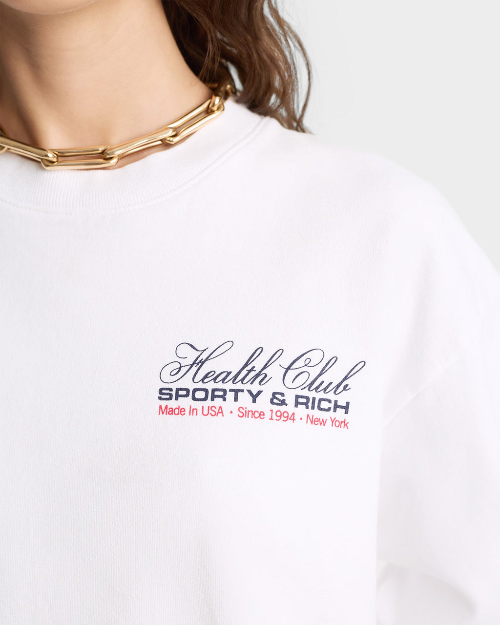 Made In USA Crewneck - White/Navy/Fire Red