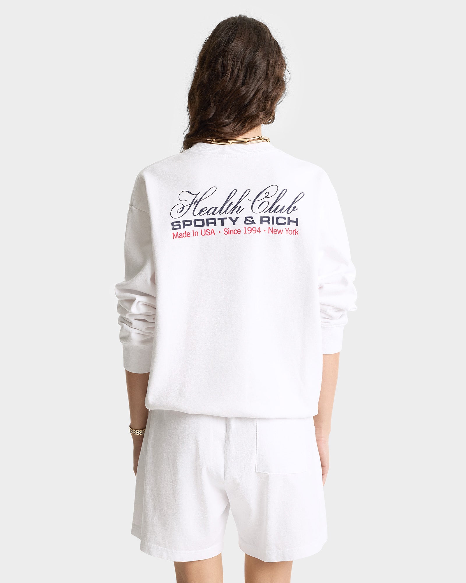 Made In USA Crewneck - White/Navy/Fire Red