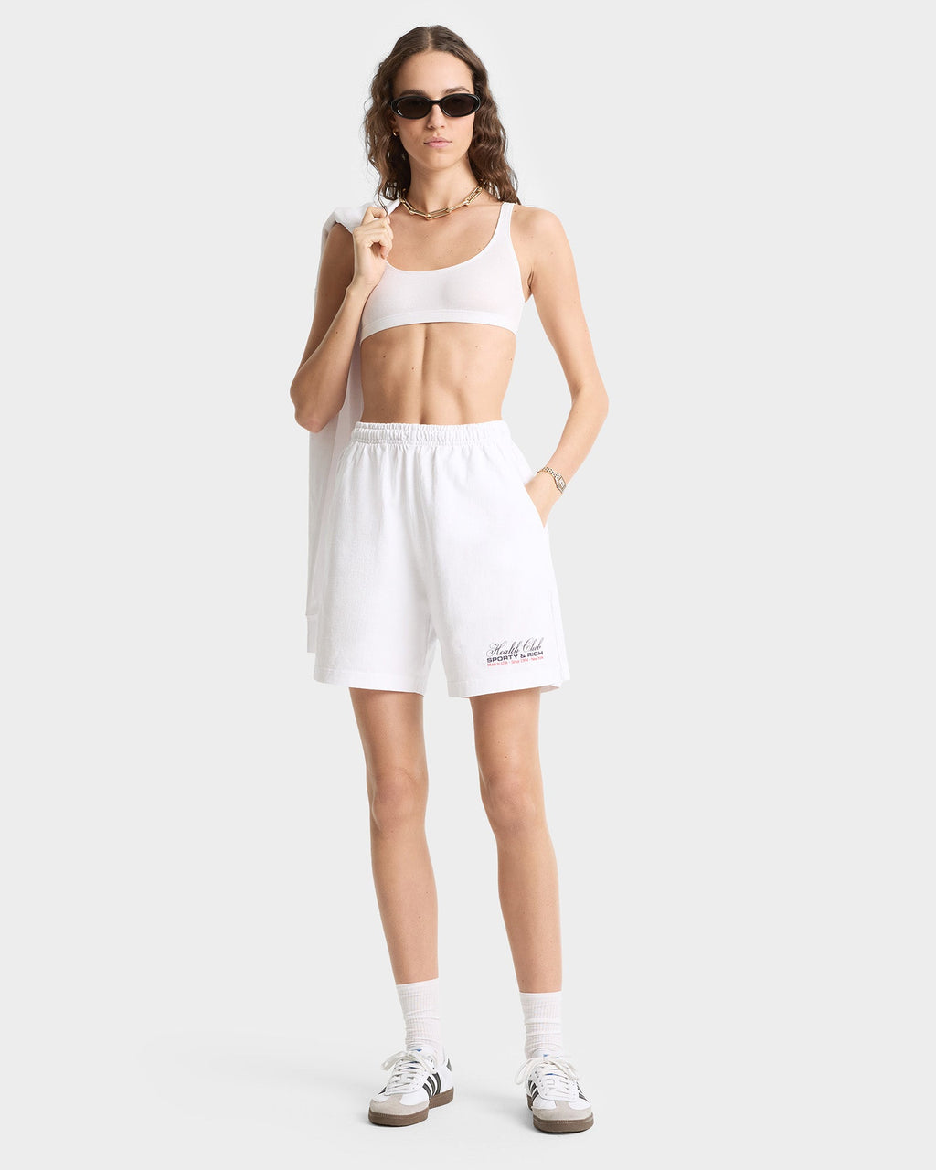 Made In USA Gym Short - White/Navy/Fire Red