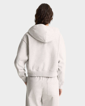 NY Health Club Cropped Zip Hoodie - Heather Gray/Navy