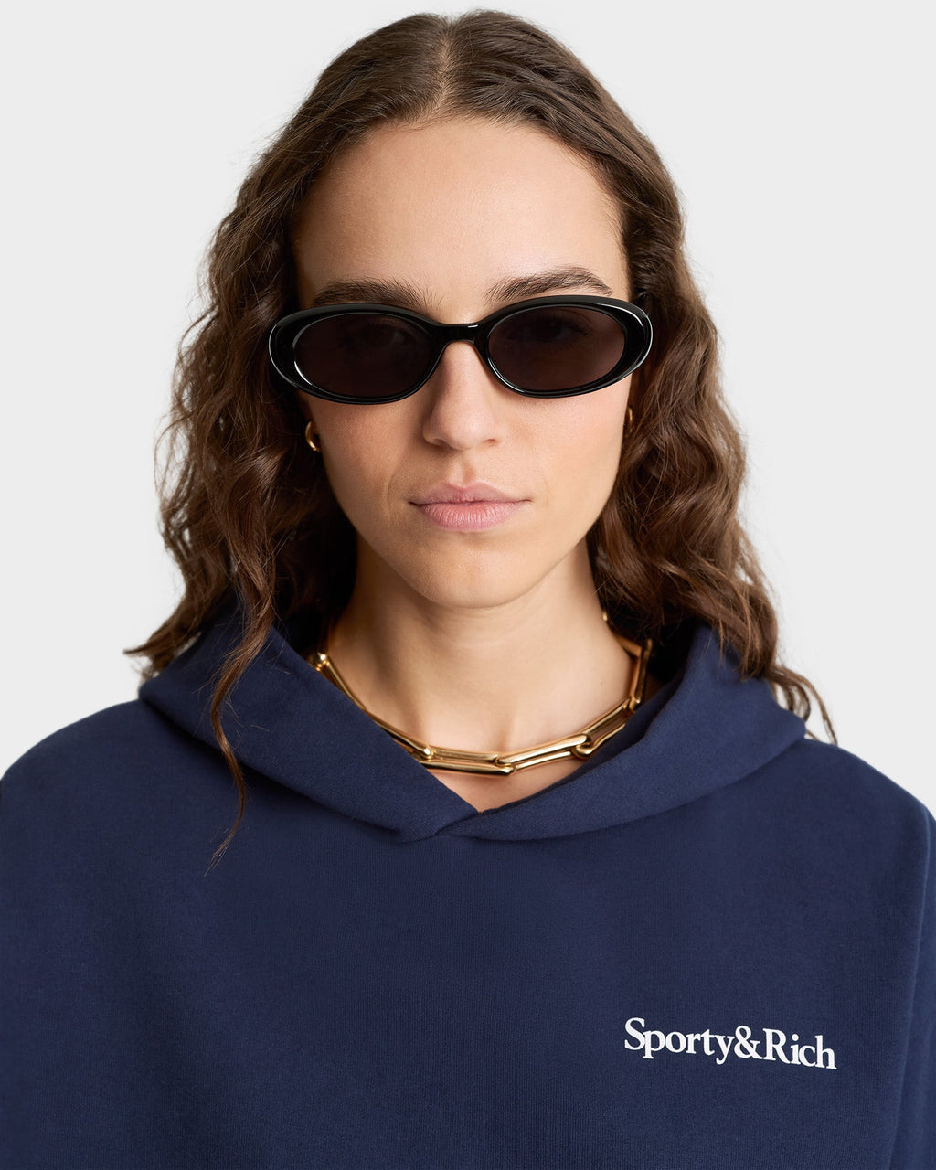 Health is Wealth Cropped Hoodie - Navy/White/Fire Red