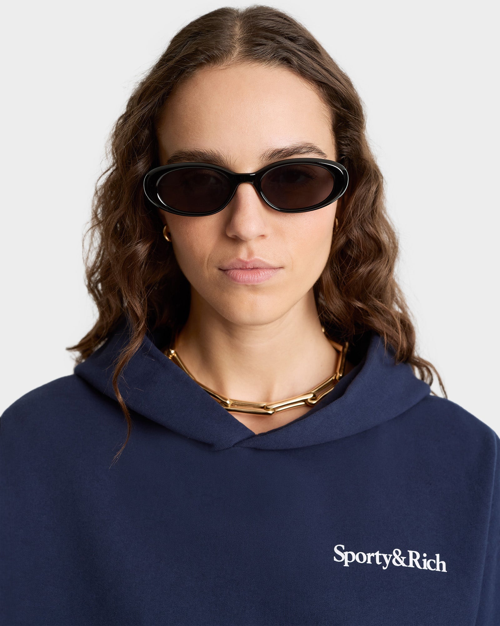 Health is Wealth Cropped Hoodie - Navy/White/Fire Red