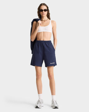 Serif Logo Gym Short - Navy/White