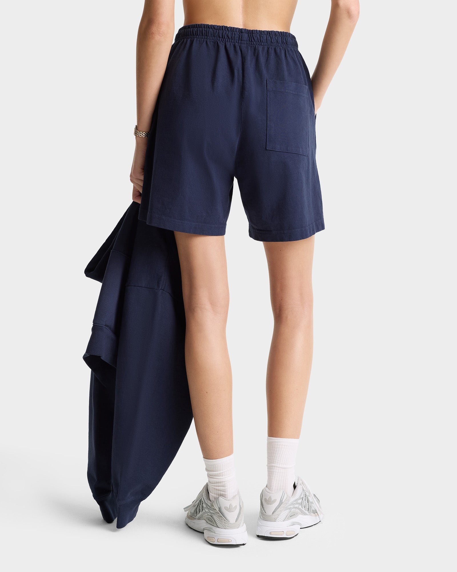 Serif Logo Gym Short - Navy/White