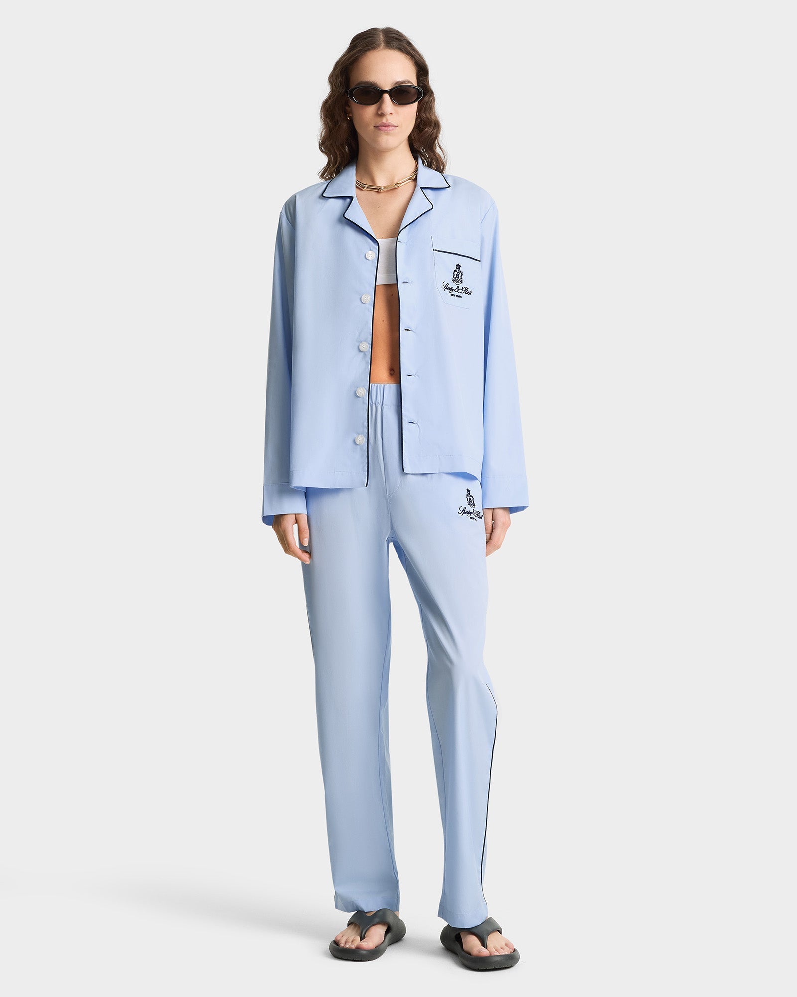 Vendome Pyjama Shirt - Ciel/Navy