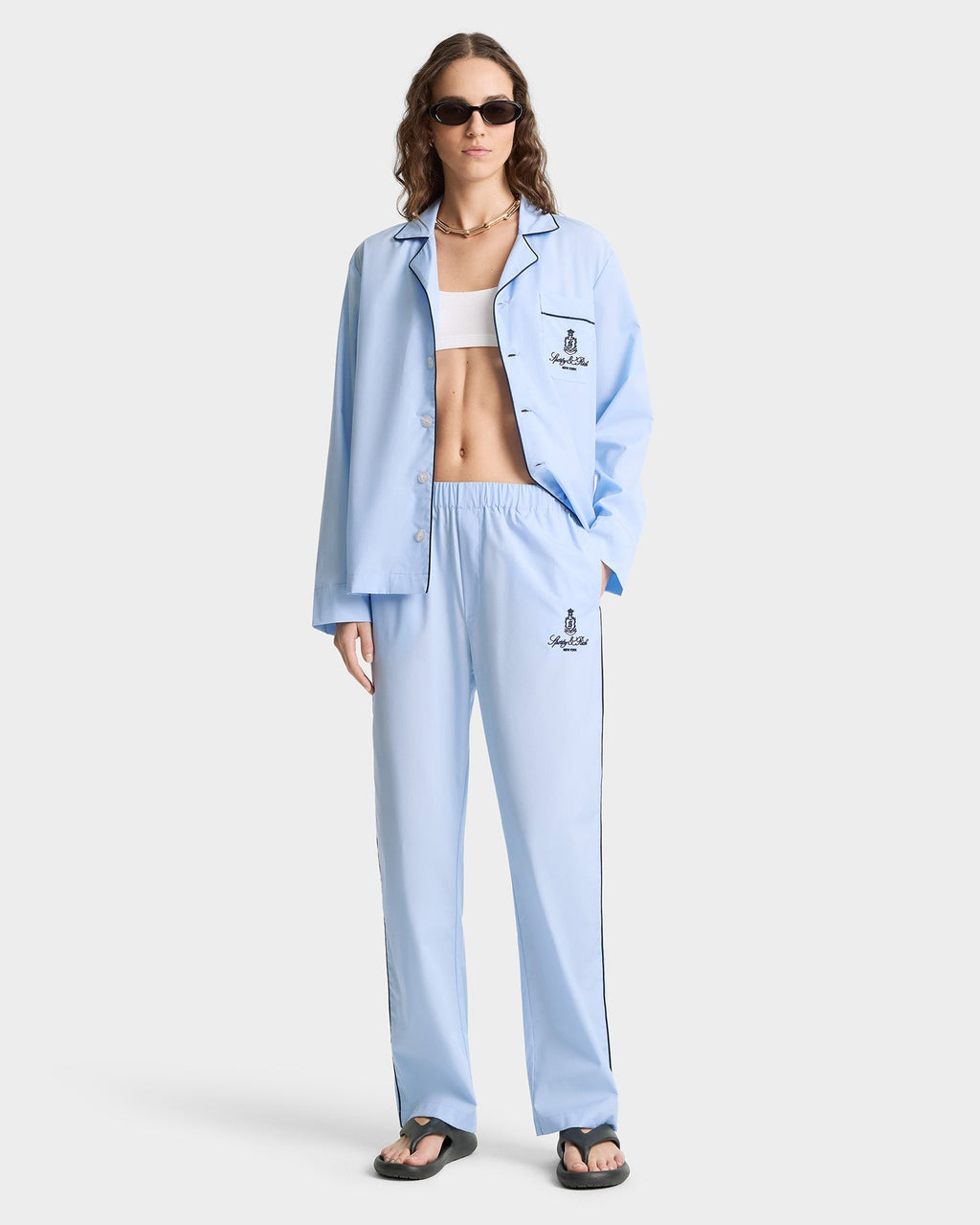 Vendome Pyjama Pants - Ciel/Navy