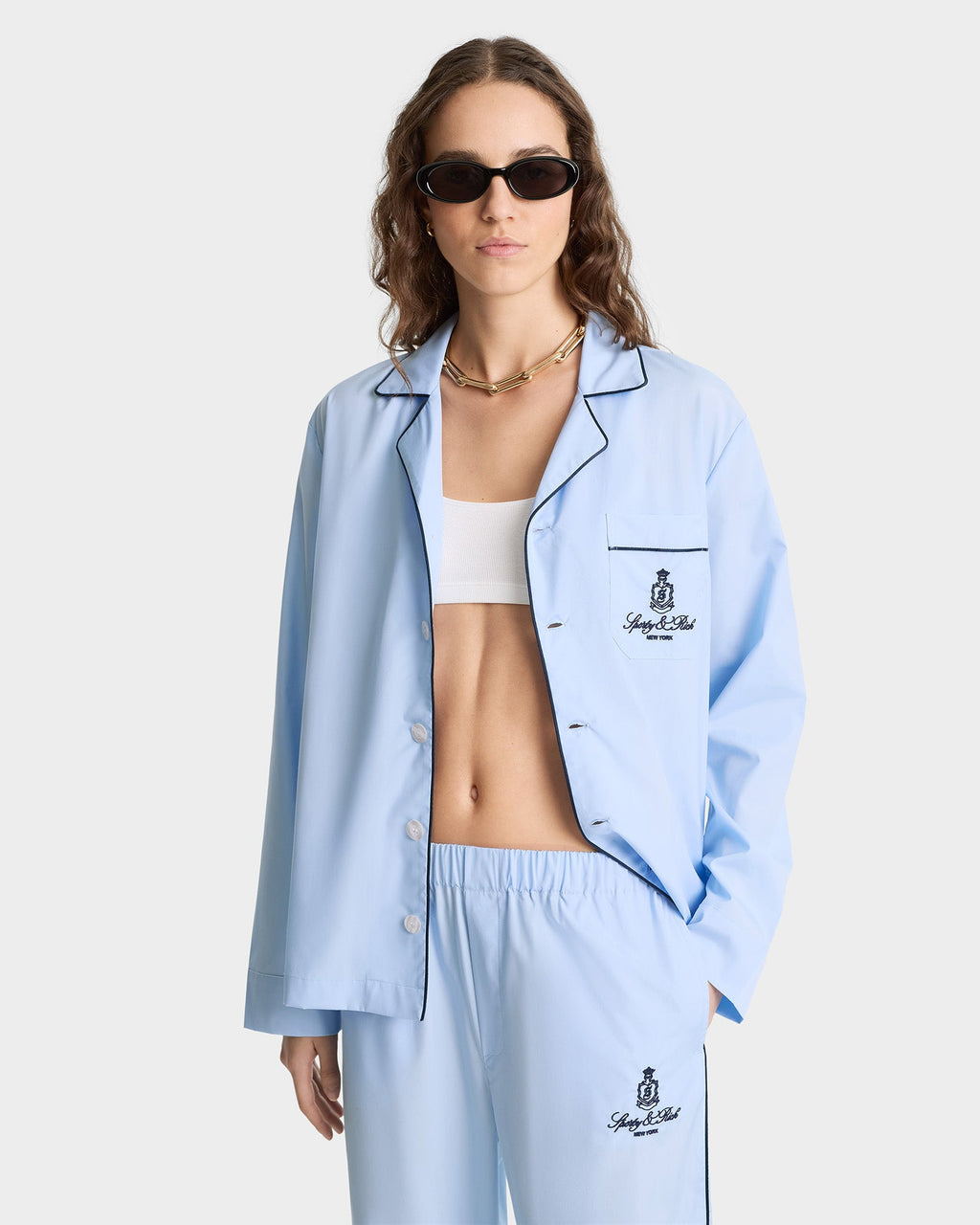 Vendome Pyjama Pants - Ciel/Navy