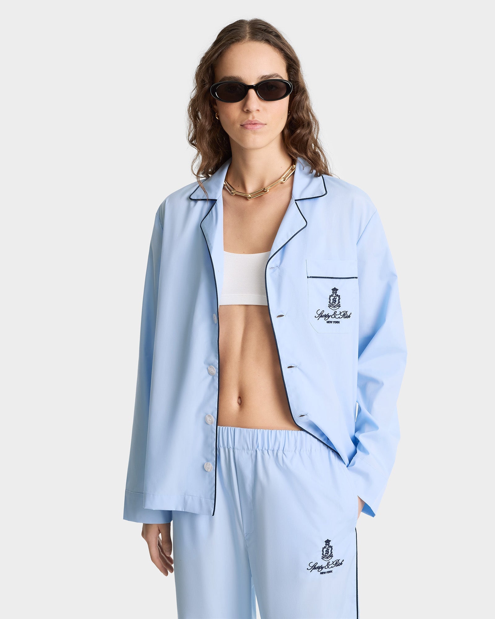 Vendome Pyjama Pants - Ciel/Navy