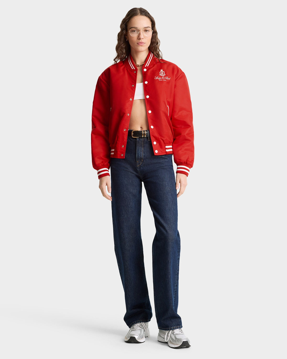 Vendome Nylon Varsity Jacket - Fire Red/White