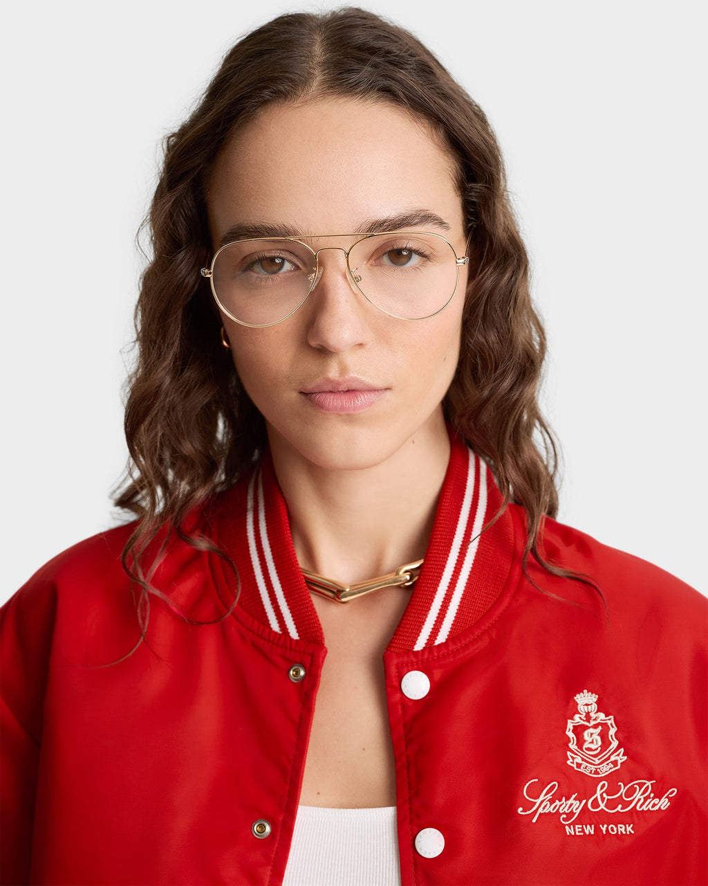 Vendome Nylon Varsity Jacket - Fire Red/White