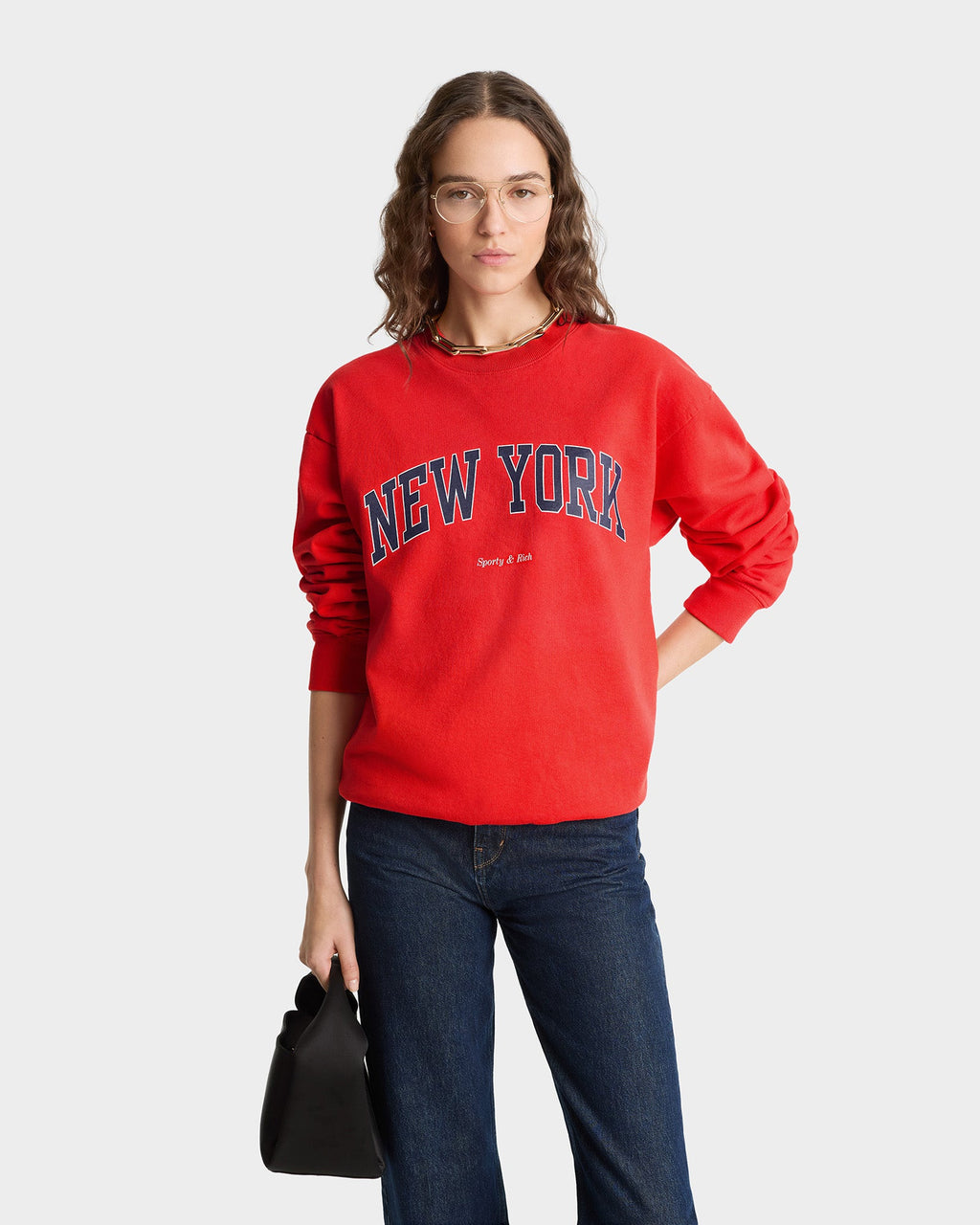 New York Ivy Crewneck - Ruby/Navy
