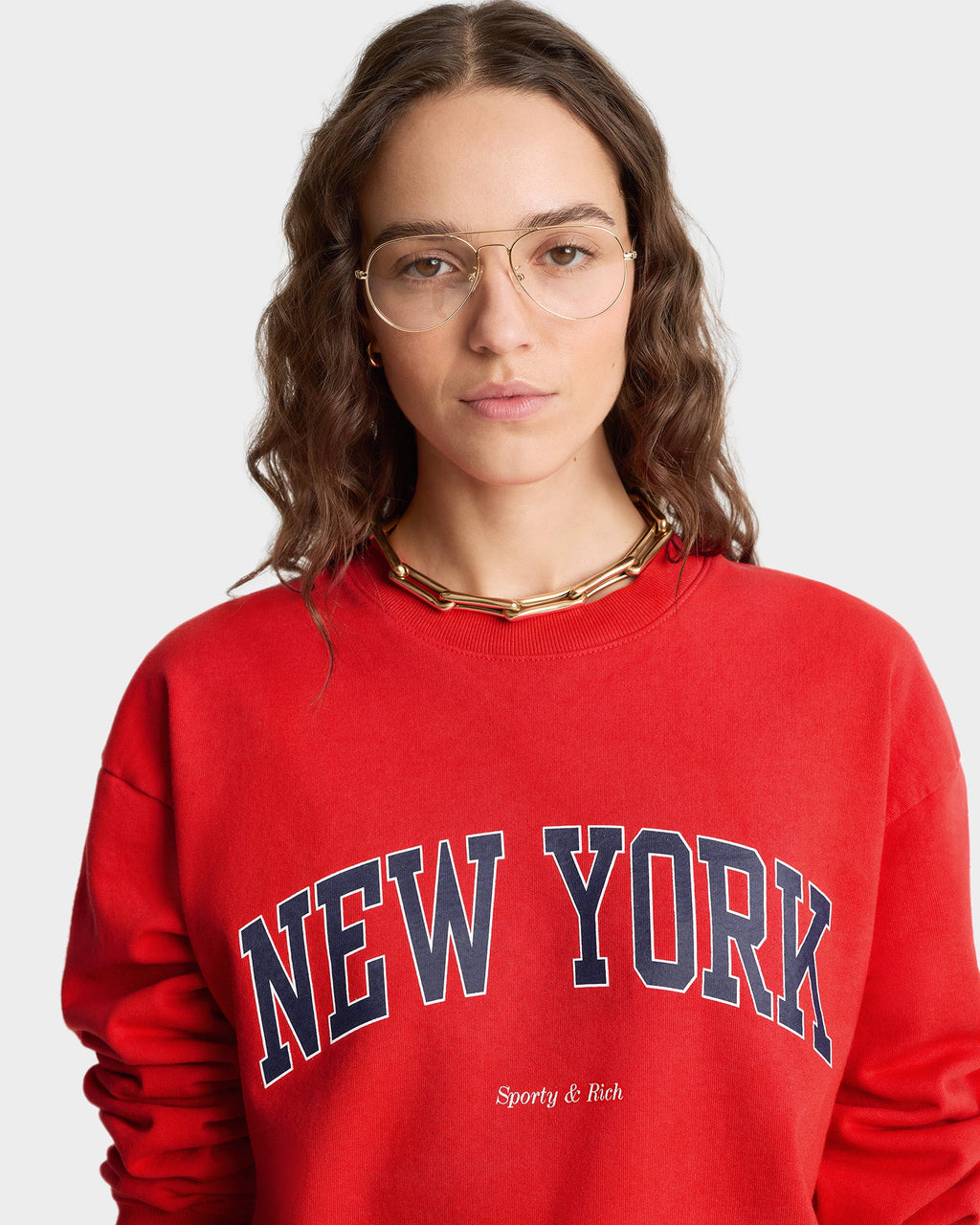 New York Ivy Crewneck - Ruby/Navy