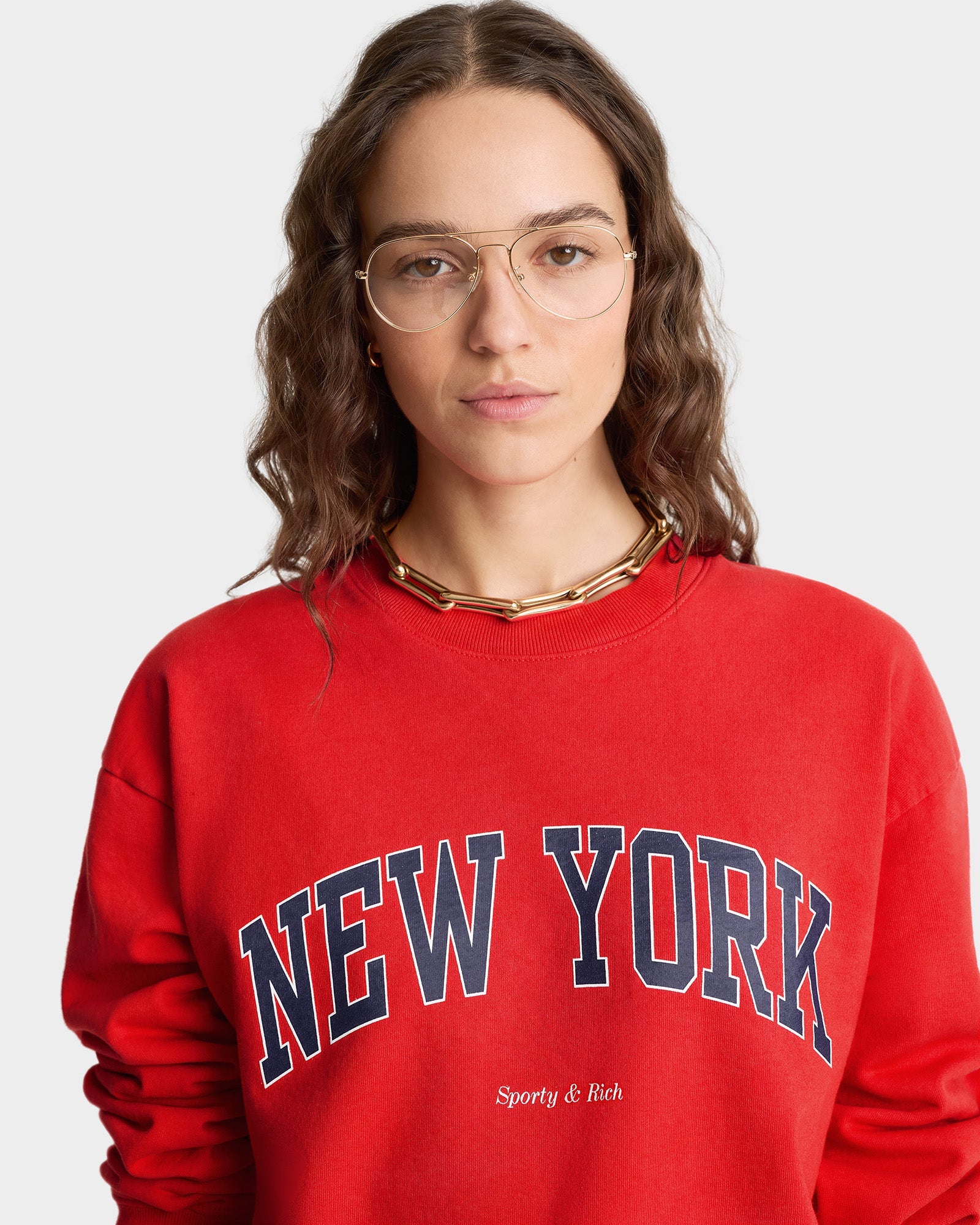 New York Ivy Crewneck - Ruby/Navy