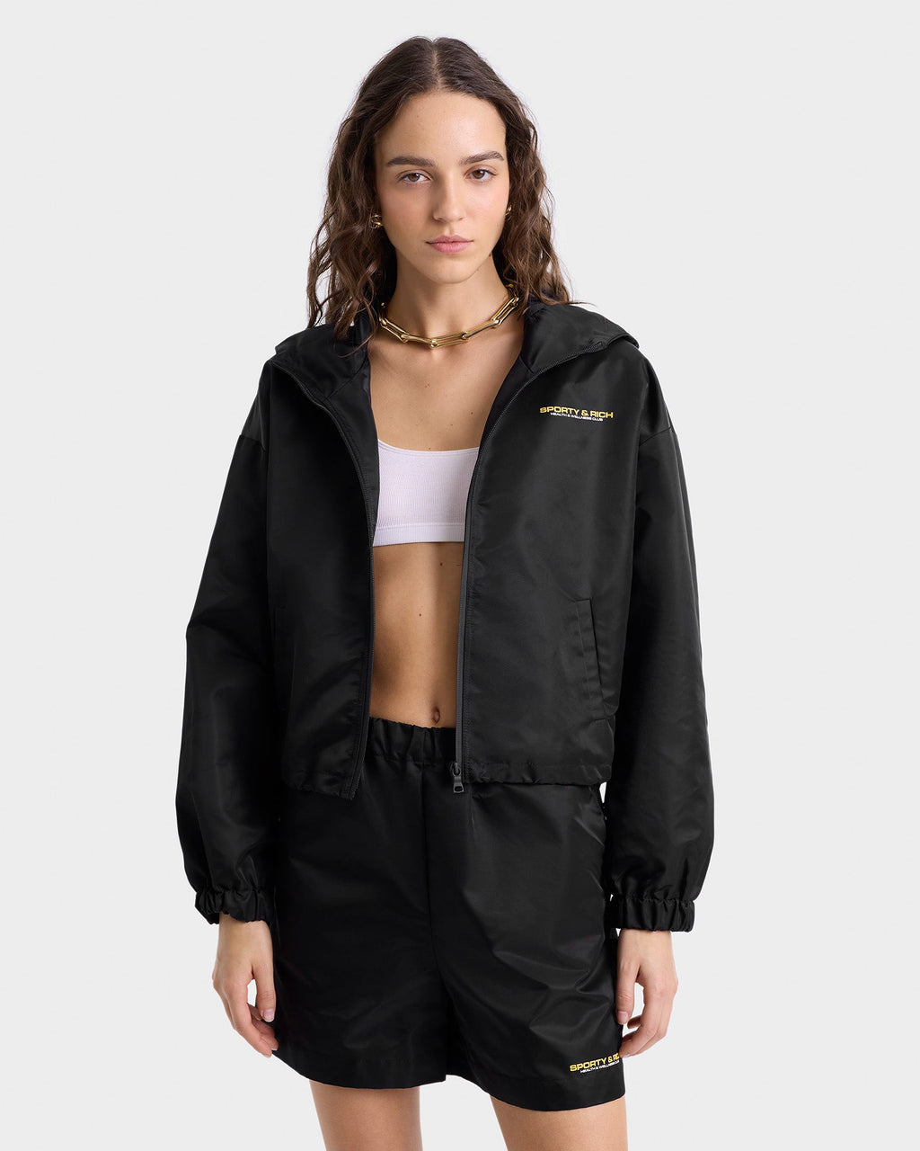 Bold Health Nylon Windbreaker - Black/Gold