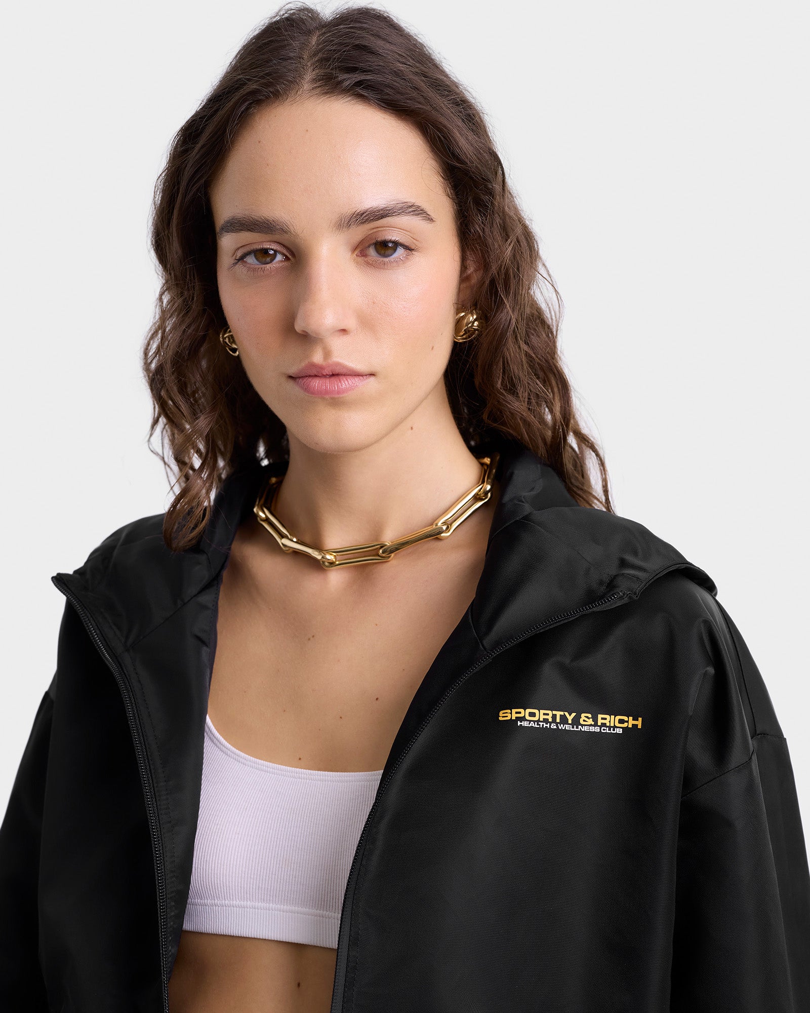 Bold Health Nylon Windbreaker - Black/Gold