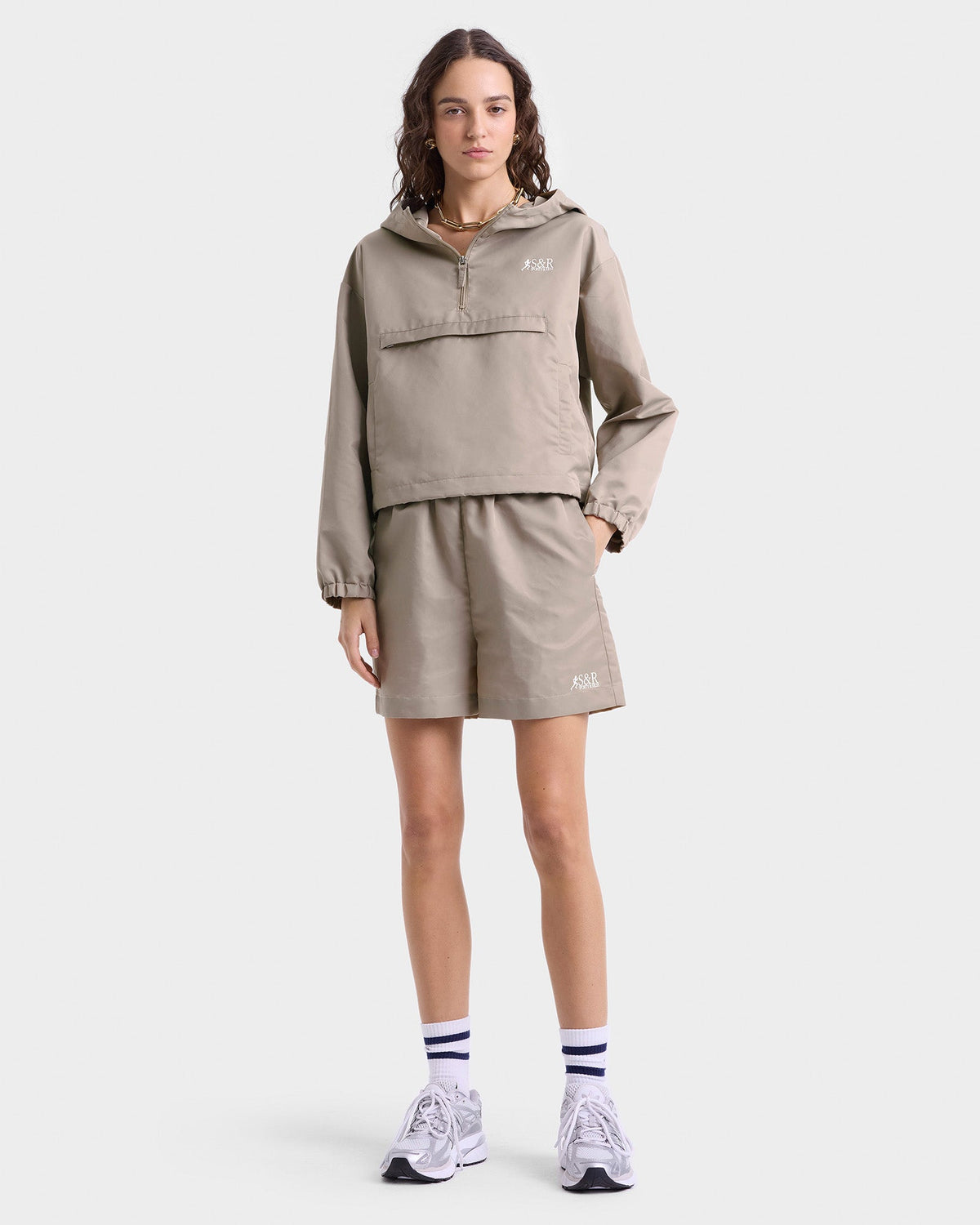 SR Runner Nylon Quarter Zip - Elephant/White