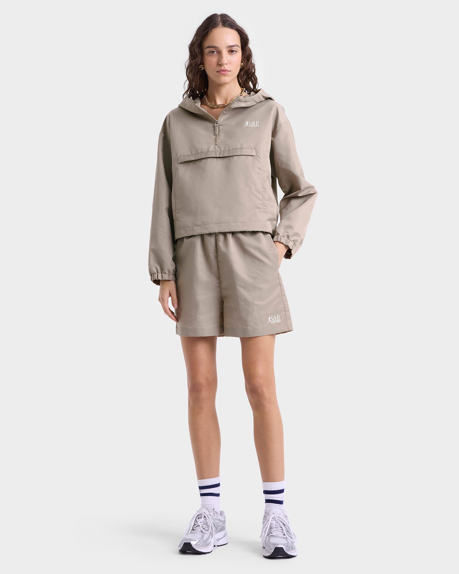 SR Runner Nylon Quarter Zip - Elephant/White