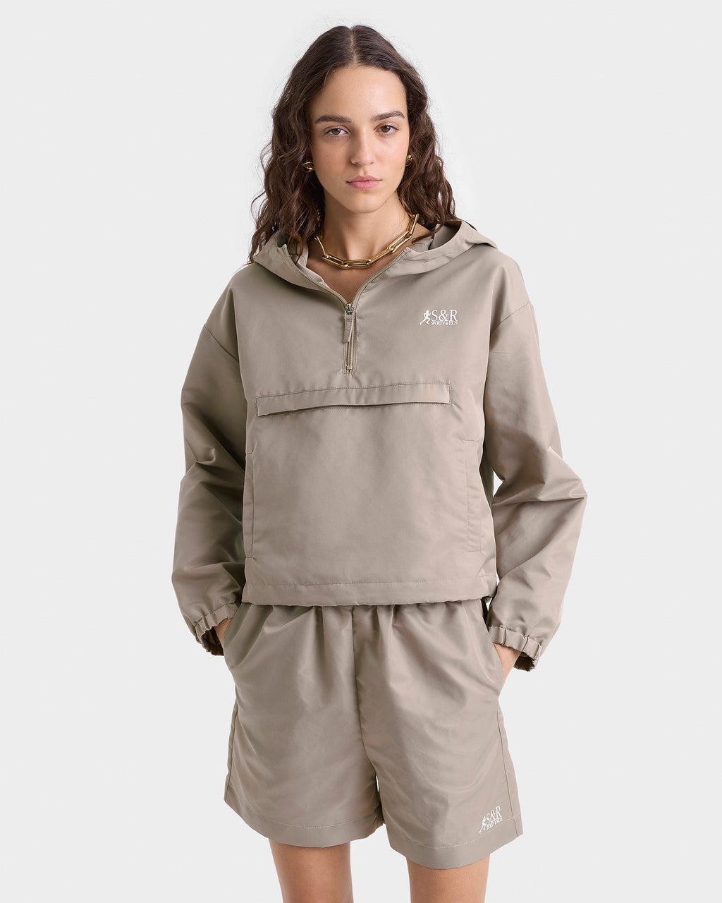 SR Runner Nylon Quarter Zip - Elephant/White