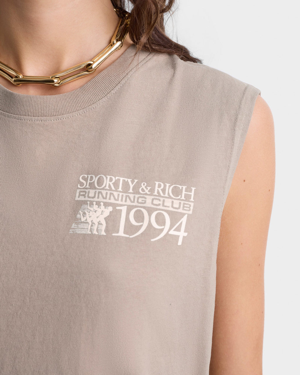 Finish Line Muscle Tee - Elephant/White