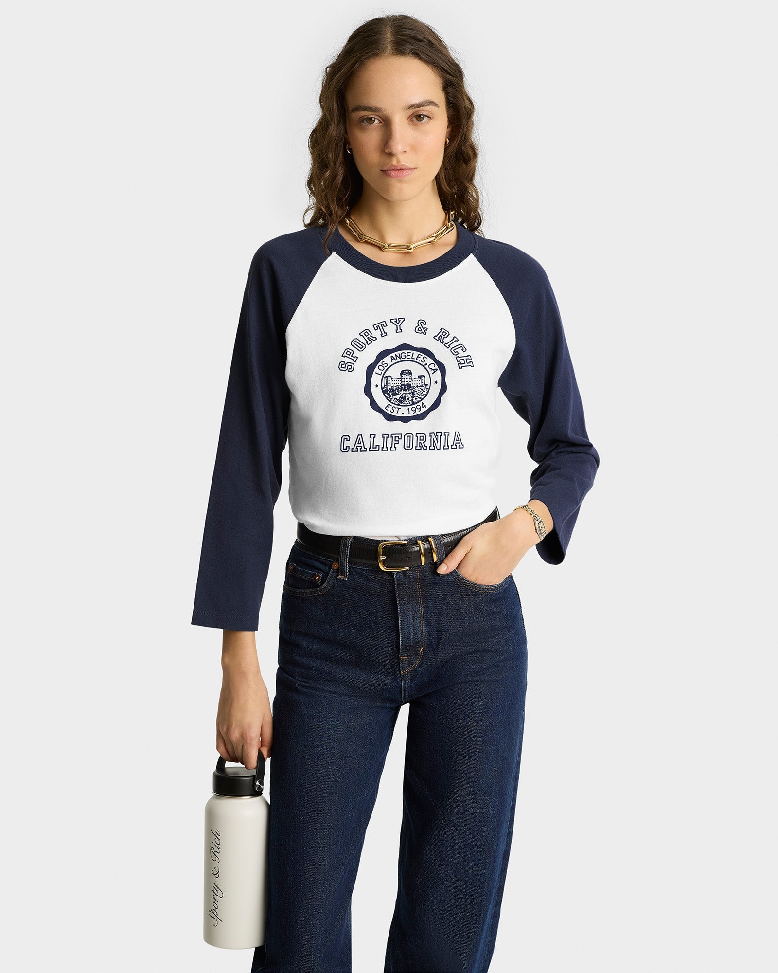California Emblem Soft Baseball Tee - White/Navy
