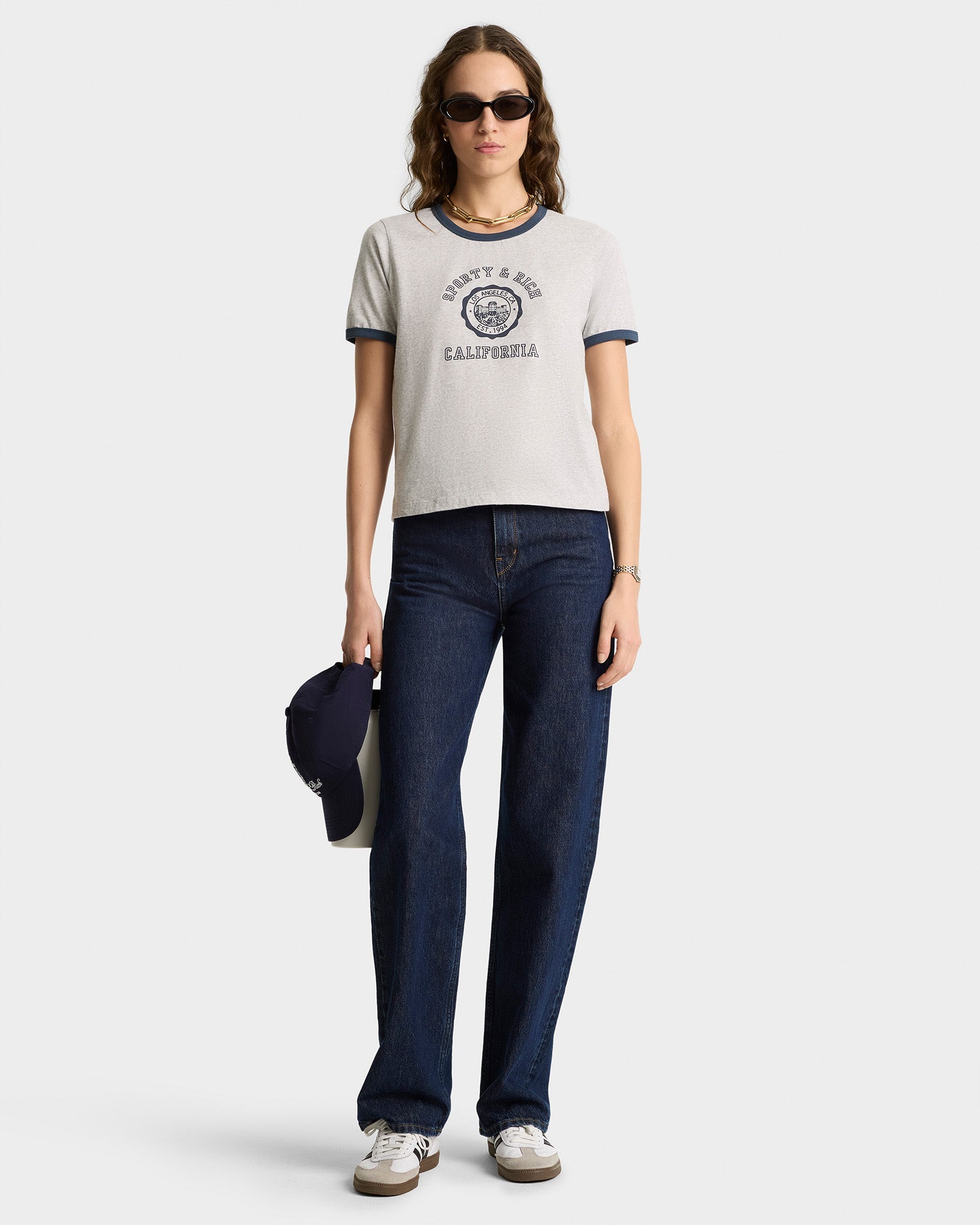 California Emblem Soft Ringer Tee - Heather Gray/Navy