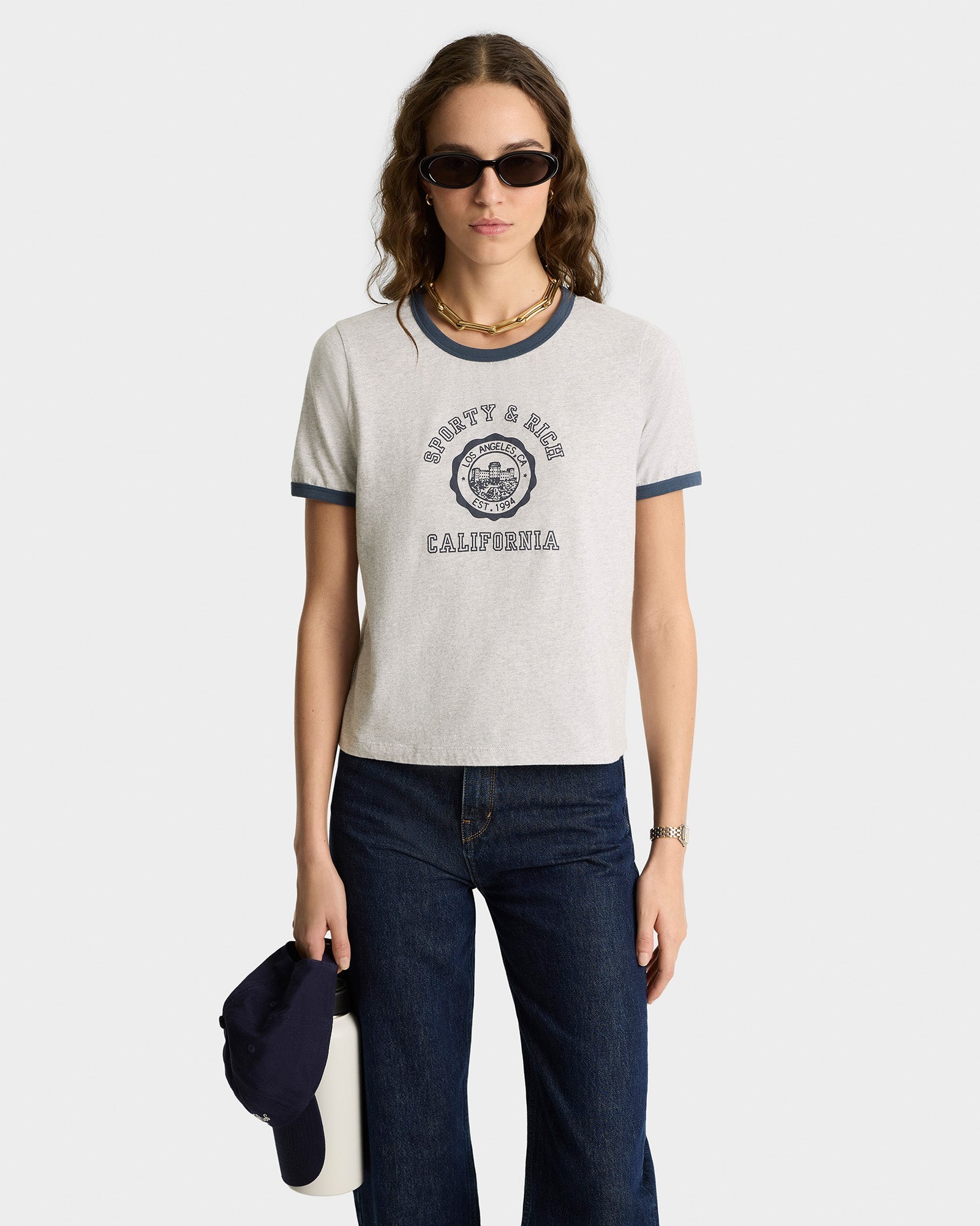 California Emblem Soft Ringer Tee - Heather Gray/Navy