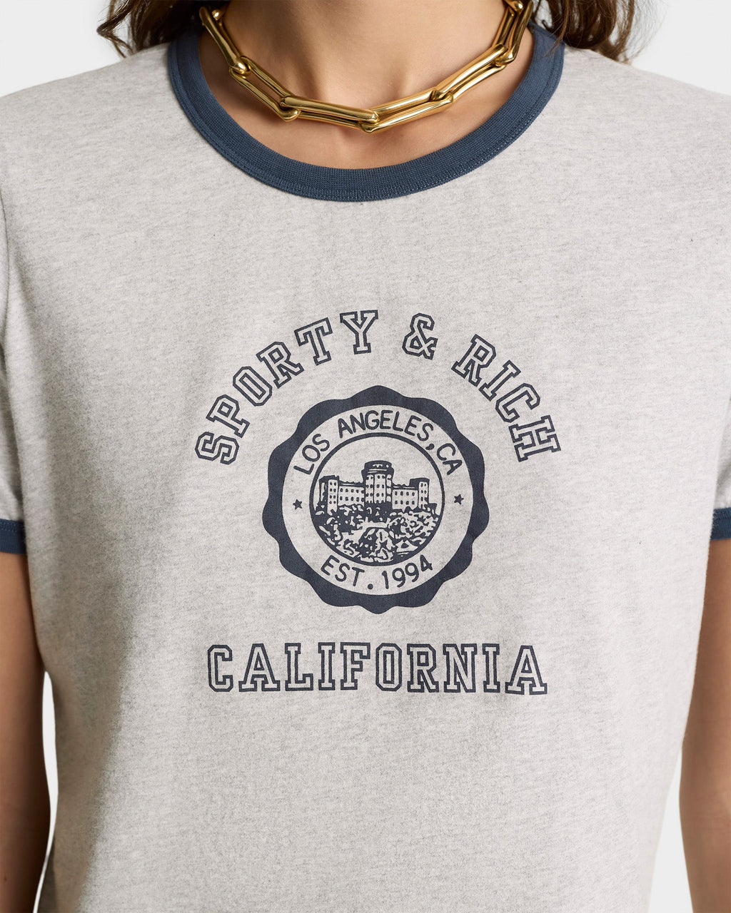 California Emblem Soft Ringer Tee - Heather Gray/Navy