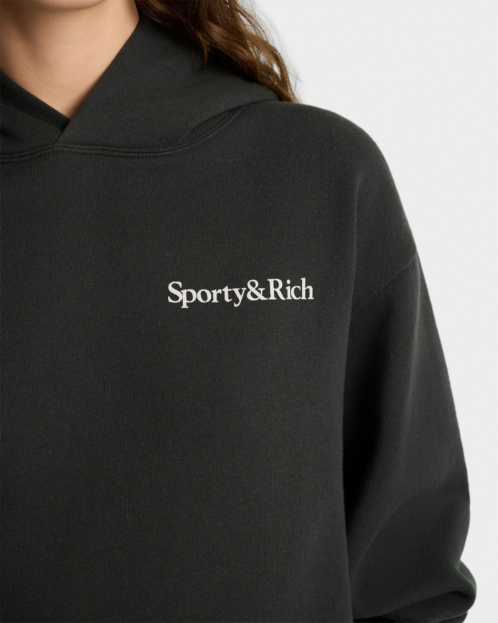 Health Is Wealth Soft Hoodie - Faded Black/White