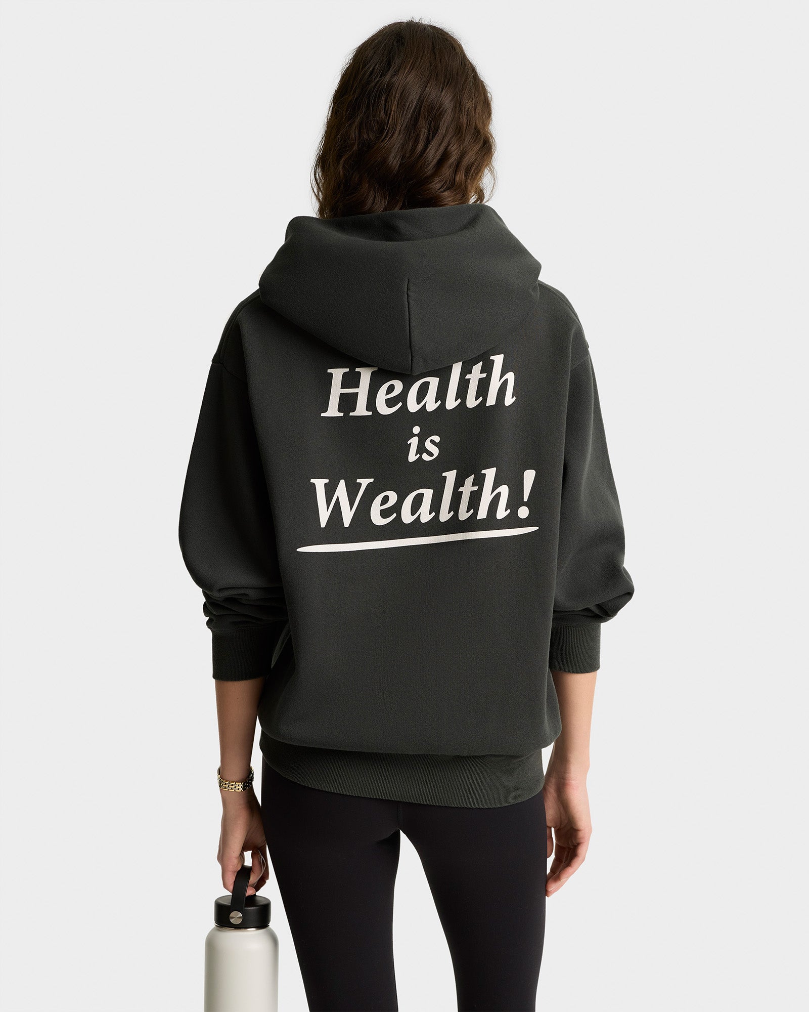 Health Is Wealth Soft Hoodie - Faded Black/White