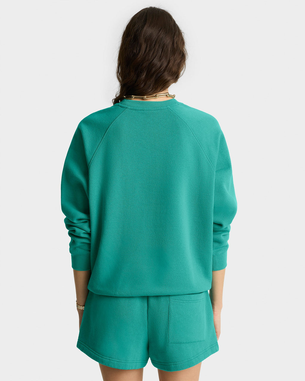 Varsity Crest Soft Crewneck - Spring Green/White