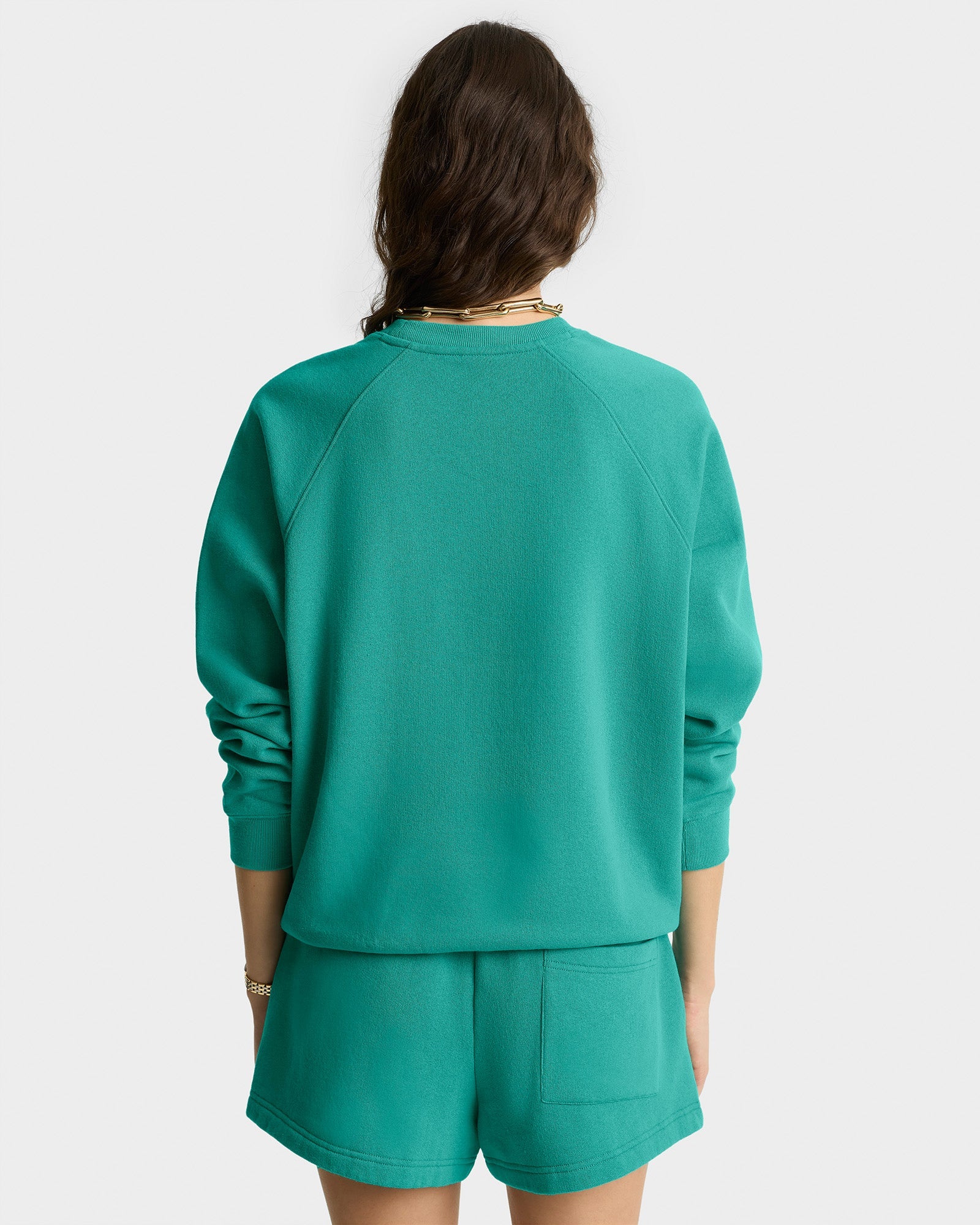 Varsity Crest Soft Crewneck - Spring Green/White