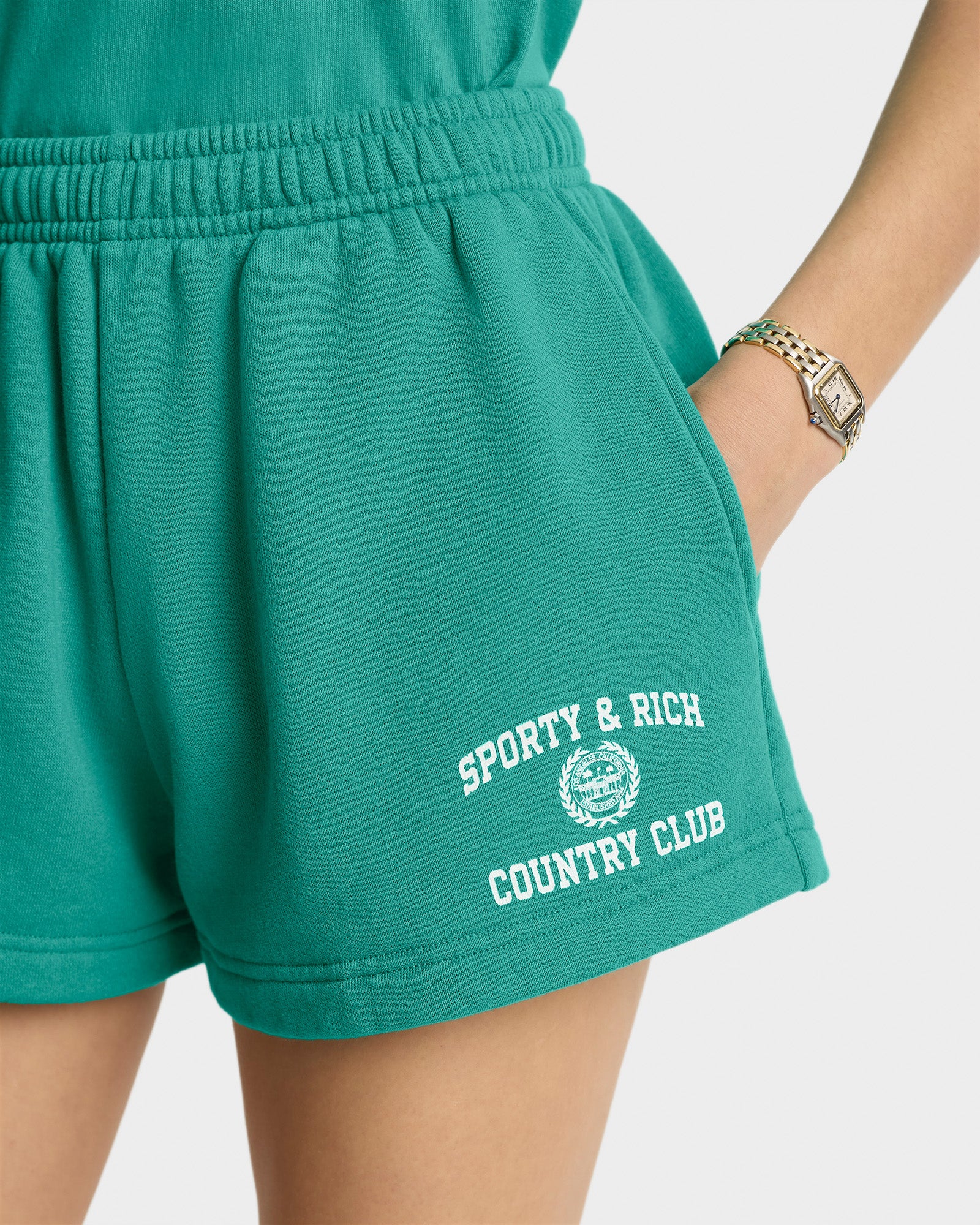 Varsity Crest Soft Disco Short - Spring Green/White