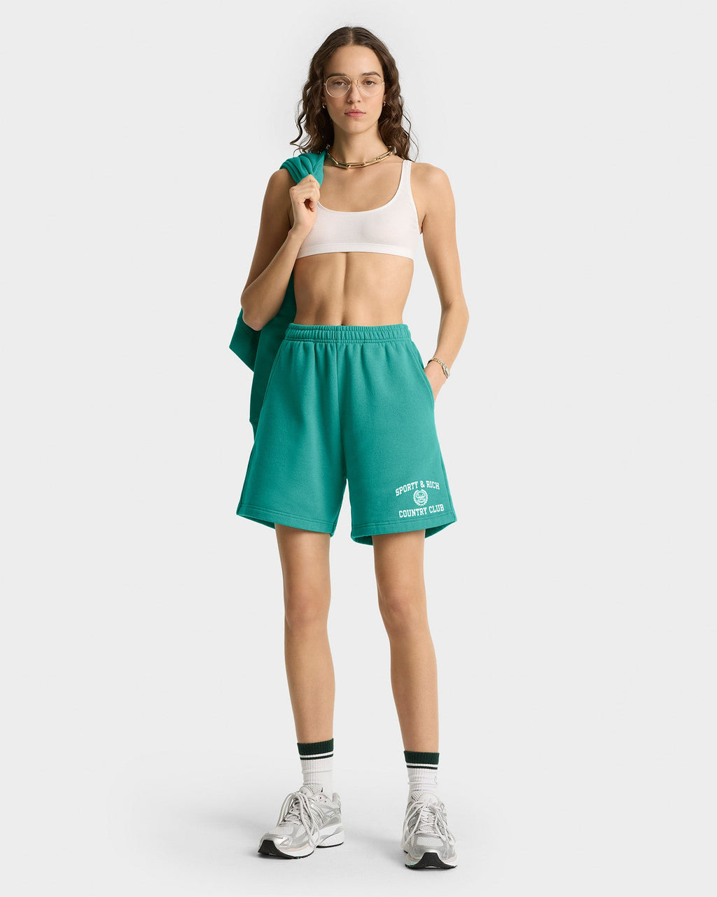 Varsity Crest Soft Gym Short - Spring Green/White