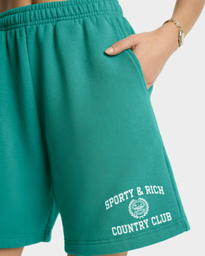 Varsity Crest Soft Gym Short - Spring Green/White