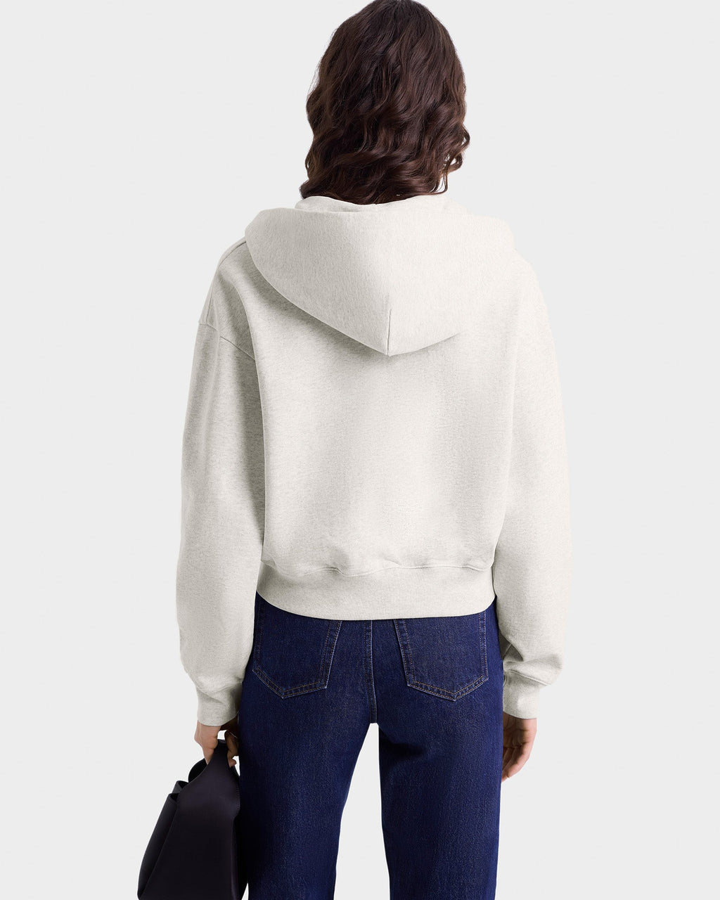 UCLA Crest Cropped Zip Hoodie - Heather Gray/Navy